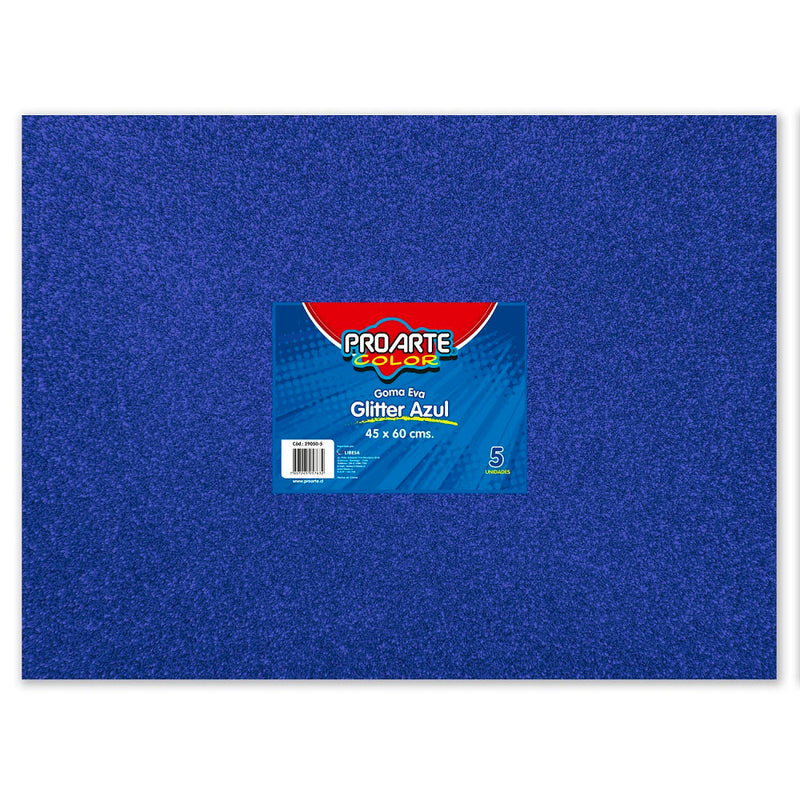 Goma Eva Azul Glitter 45 X 60 cm 5 Hojas PROARTE Azul 