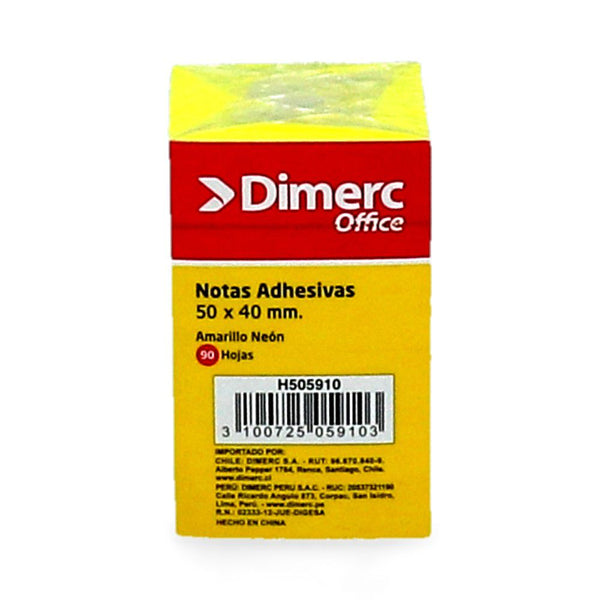 Nota Adhesiva 12 Un X 90 Hojas 3.8 X 5.1 Cm Amarillo Neon 653 Block DIMERC 