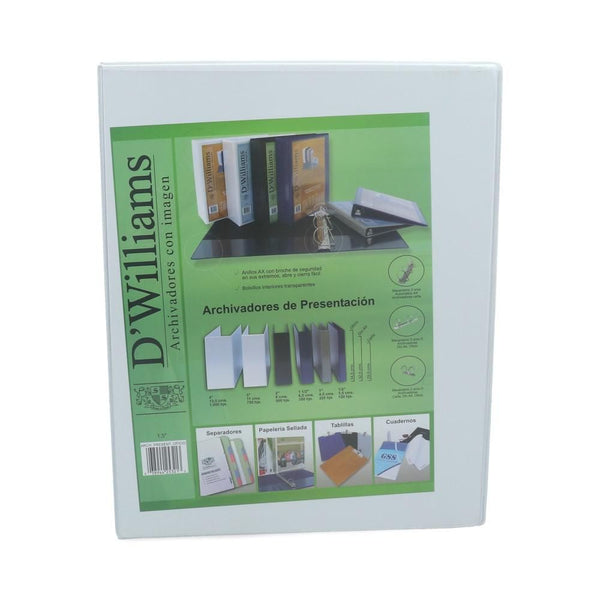 Archivador Catalogo Oficio 2 Aros 1.5'' Blanco 370 Hojas D WILLIAMS Blanco 