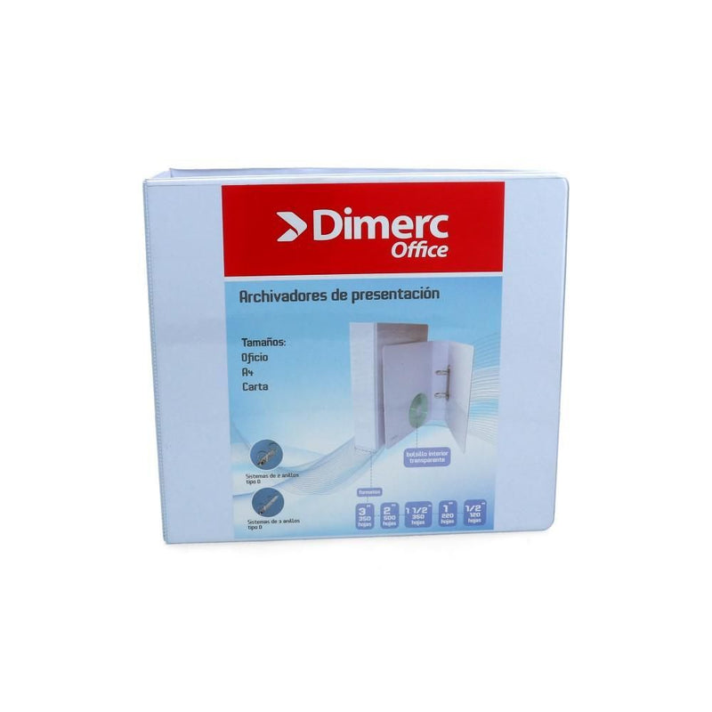 Archivador Catalogo Carta 2 Aros 3.0'' Blanco DIMERC 