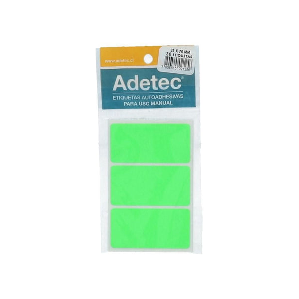 Etiqueta Color Verde 35 X 70 Mm 30 Und ADETEC 