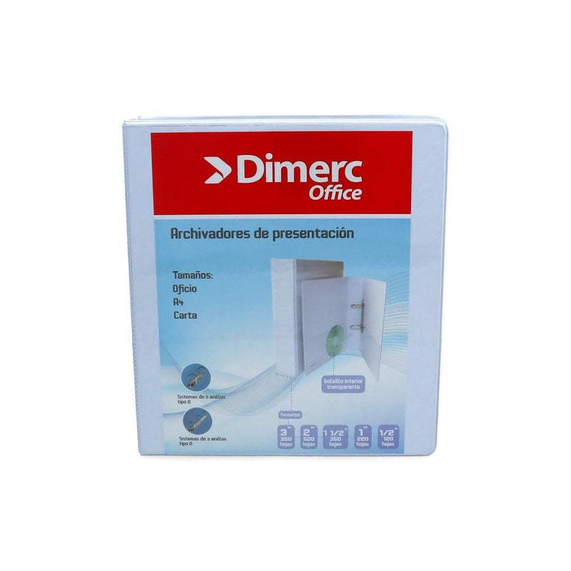 Archivador Catalogo Carta 2 Aros 1.0'' Blanco DIMERC 