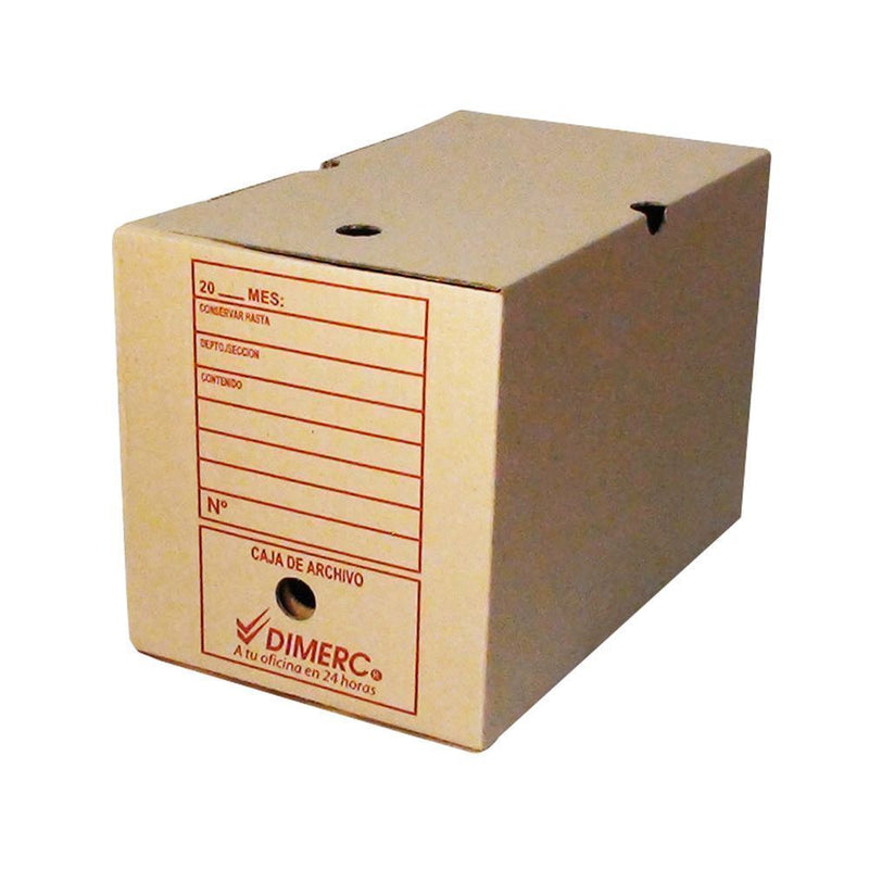 Caja De Archivo Doble Estándar Kraft Corriente DIMERC Café / Rojo 