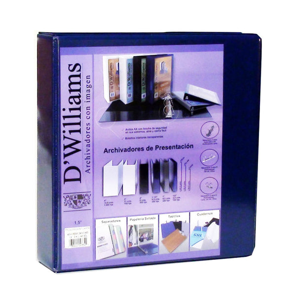 Archivador Catalogo Carta 3 Aros 1.5 Azul Classic D WILLIAMS Azul 