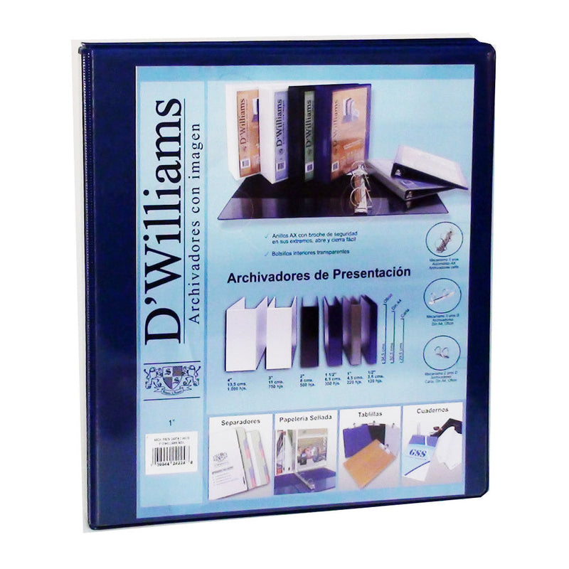 Archivador Catalogo Carta 2 Aros 1.0 Azul 250 Hojas D WILLIAMS 