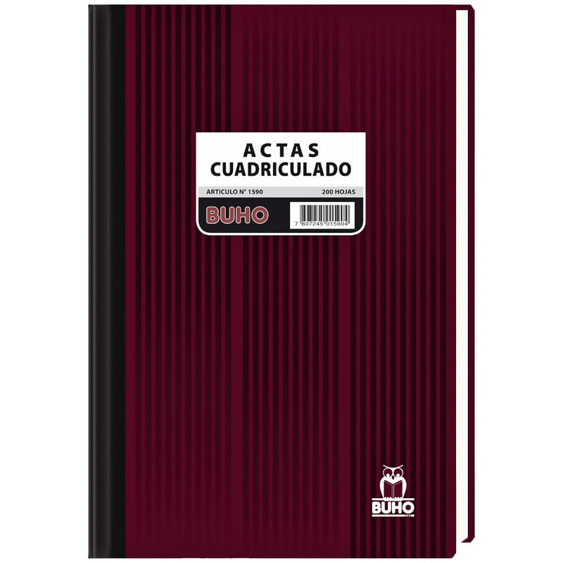 Libro Adm Acta 1590 Cuadriculado 200 Hj BUHO 