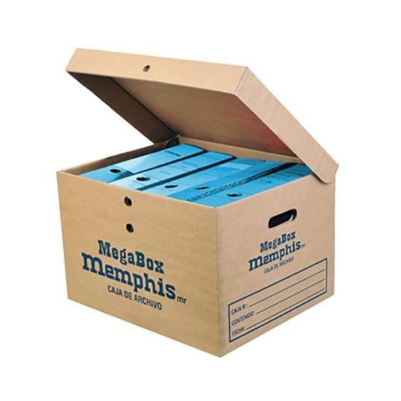 Caja De Archivo 5 Archivadores Megabox Kraft MEMPHIS Café / Azul 