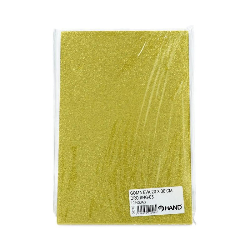 Goma Eva Glitter 20 X 30 Cm 2 Mm Color Oro 10 Un HAND 