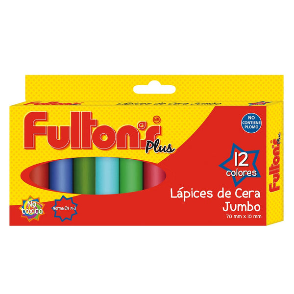 Lápiz Cera Corto Jumbo 12 Colores FULTONS Colores Surtidos 