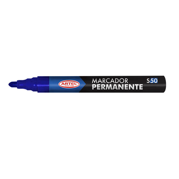Marcador Permanente Punta Redonda S50 Azul ARTEL Azul 