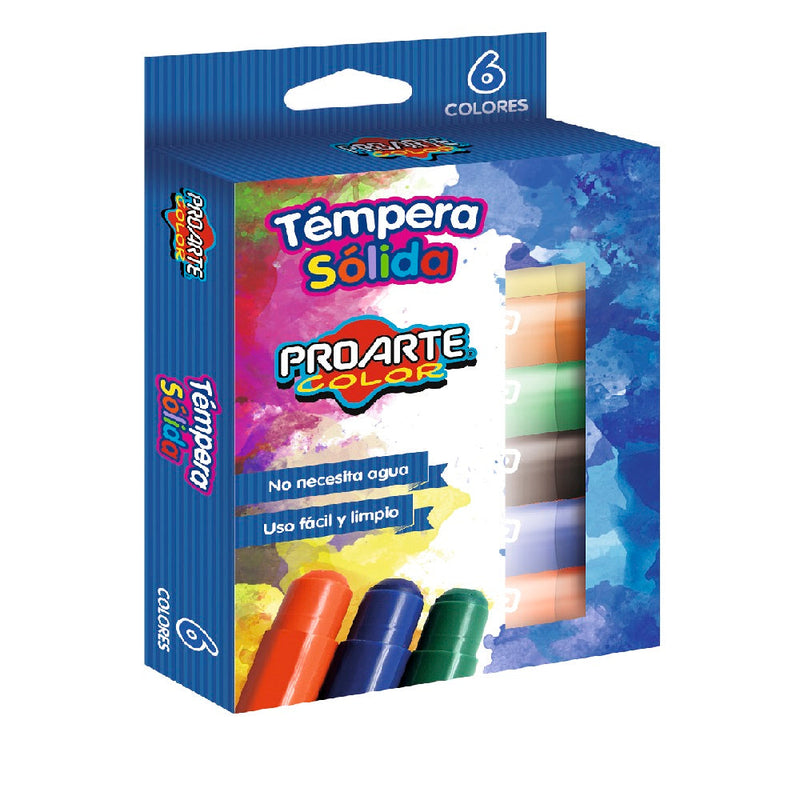 Tempera Solida 6 Colores PROARTE Colores Surtidos 