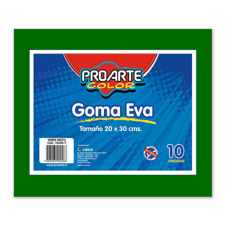 Goma Eva Verde Oscuro 20 X 30 Cm 10 Hojas PROARTE 