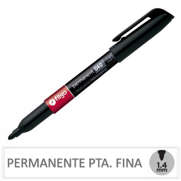 Marcador Permanente Punta Fina 1 mm 040 Negro FILGO Negro 