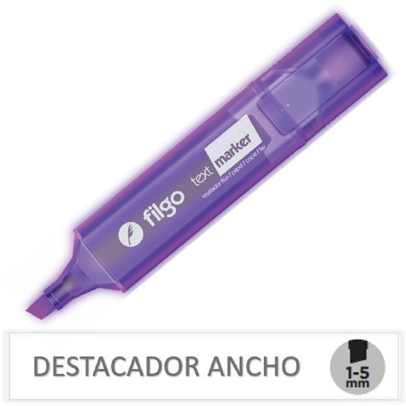 Destacador Escritorio Violeta Flúor FILGO Morado Fluorescente 