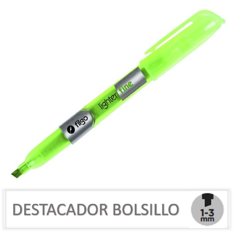 Destacador Bolsillo Verde Flúor FILGO 