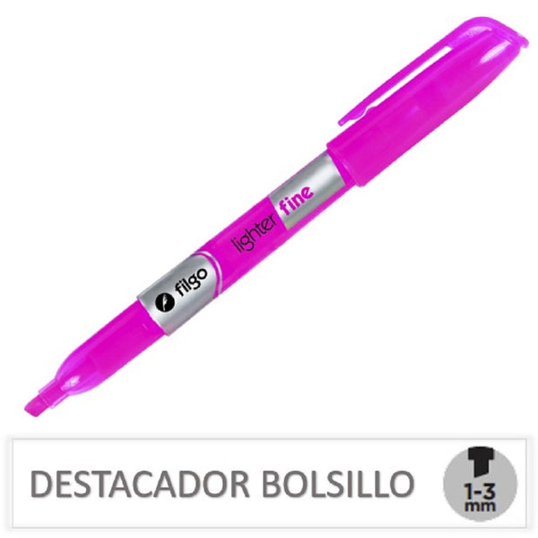 Destacador Bolsillo Rosado Flúor FILGO 