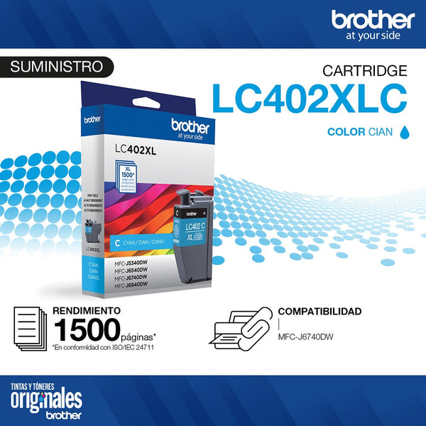 Cartucho Tinta Lc402Xcs Cian/Cyan 1500 Paginas BROTHER 