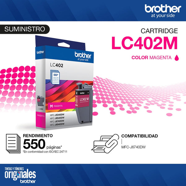 Cartucho Tinta Lc402Ms Magenta 550 Paginas BROTHER 