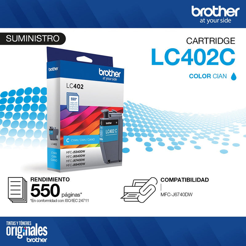 Cartucho Tinta Lc402Cs Cian/Cyan 550 Paginas BROTHER 