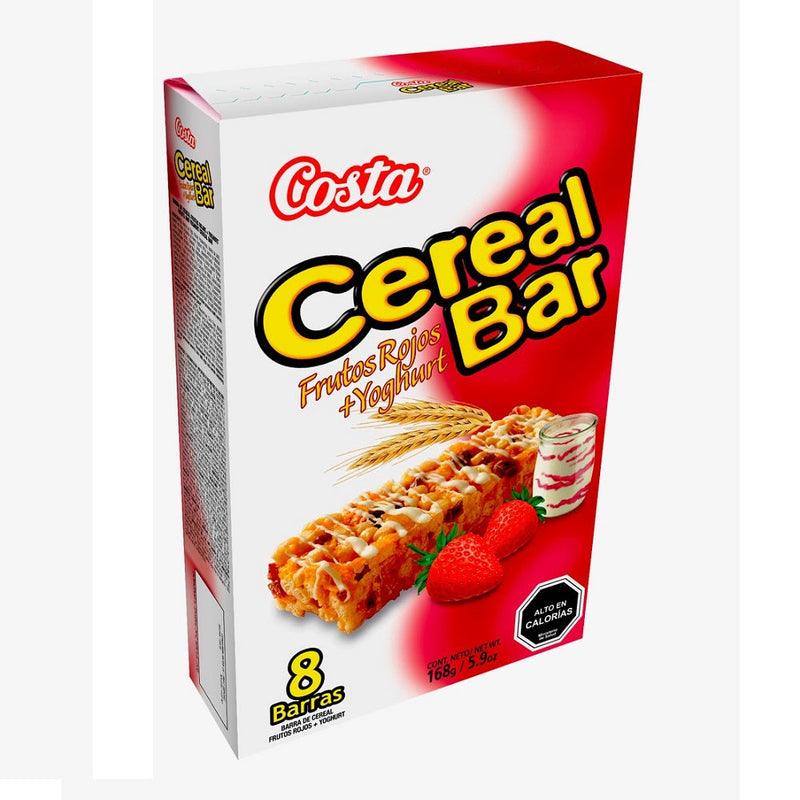 Barra Cereal Frutos Rojos + Yoghurt Display 8 Un X 21 Gr COSTA 