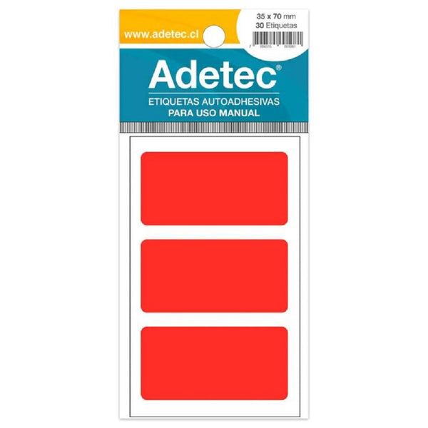 Etiqueta 35 X 70 mm Color Rojo Flúor 30 Un ADETEC Rojo Fluorescente 