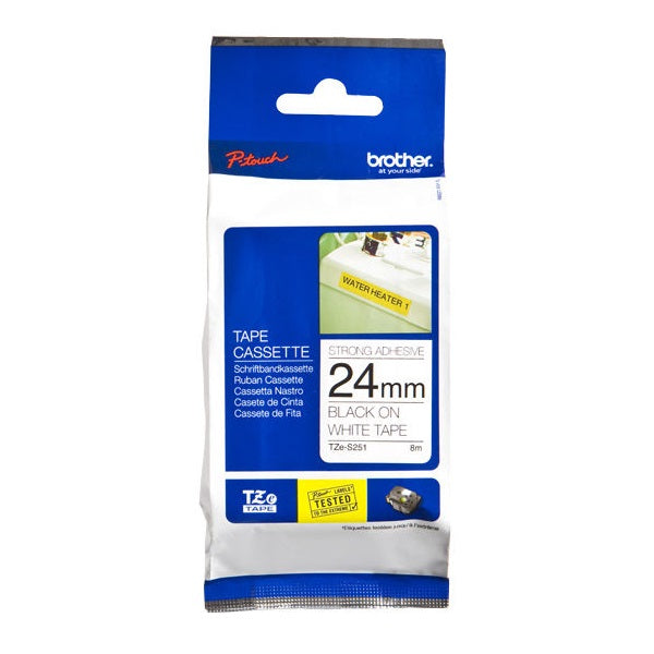 Cinta Tze-Fx251 Negro/Blanco 24 mm (0.94") X 8 mt (26.2') BROTHER Blanco / Negro 