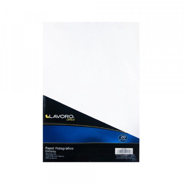 Papel Fotografico Glossy A4 180 Grs 20 Hojas LAVORO 