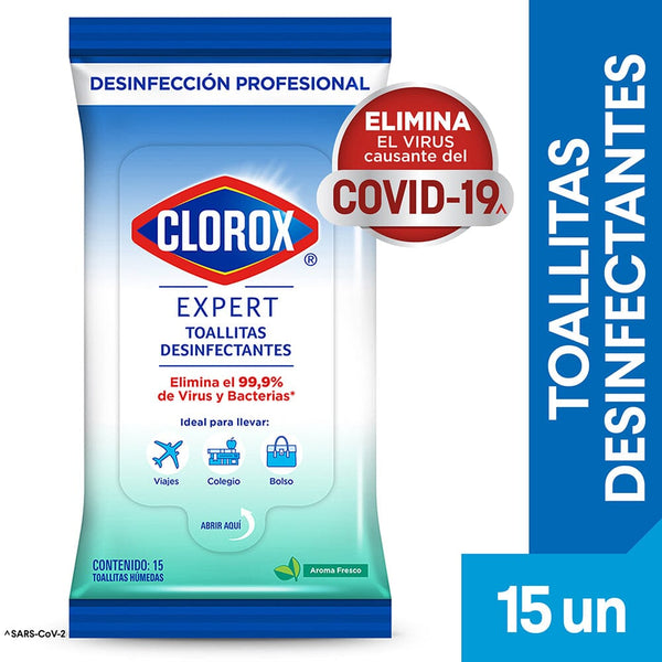 Toallitas Desinfectantes Pouch 15 Hojas CLOROX 
