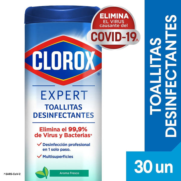 Toallitas Desinfectantes Frasco 30 Hojas CLOROX 