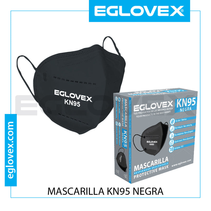 Mascarilla Negra Kn95 10 un EGLOVEX Negro 