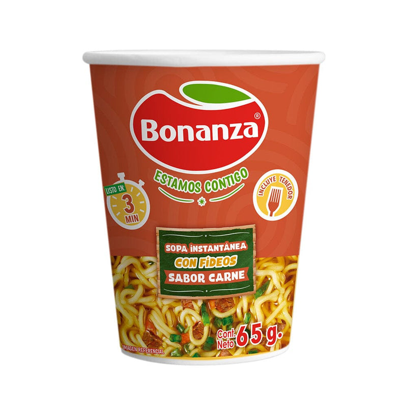 Sopa Instantánea con Fideos Sabor Carne 65 gr BONANZA 