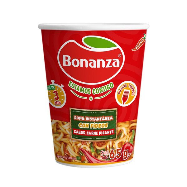 Sopa Instantanea con Fideos Carne Picante 65 gr BONANZA 