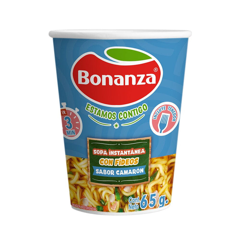 Sopa Instantánea con Fideos Sabor Camarón 65 gr BONANZA 