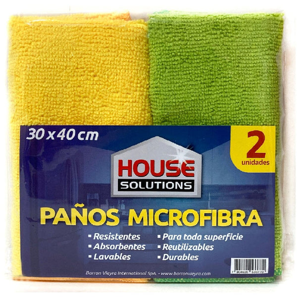 Paño Microfibra Color Surtido 30X40 2 Un HOUSE SOLUTIONS 