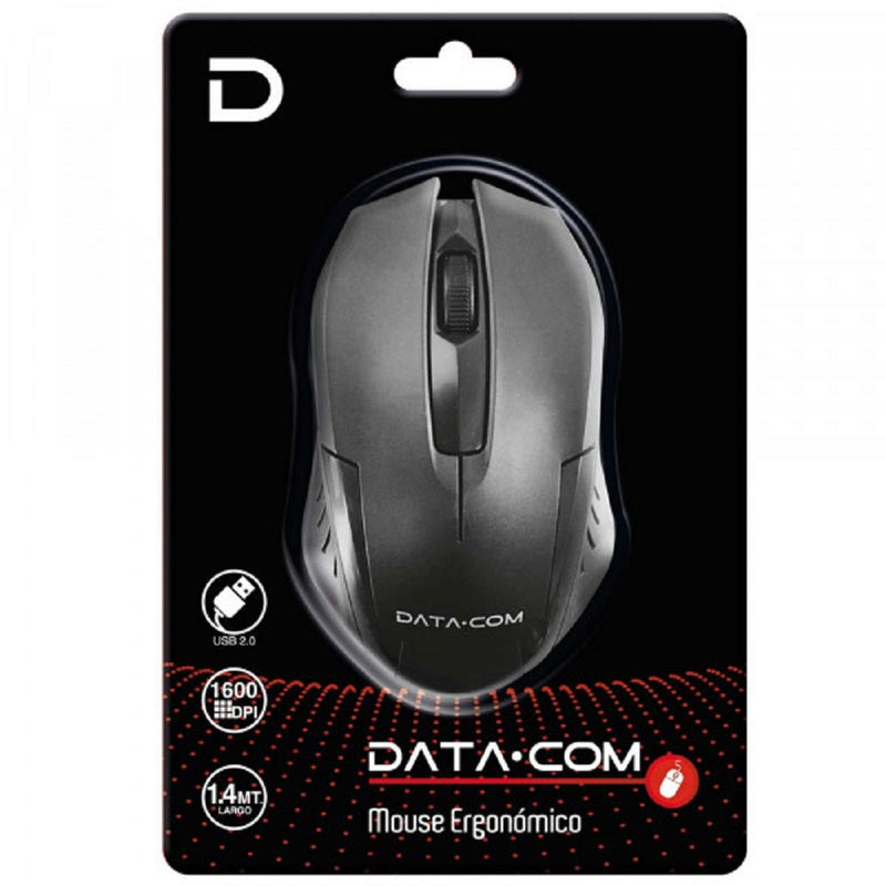 Mouse Con Cable 3D Óptico USB 2.0 Negro DATACOM Negro 