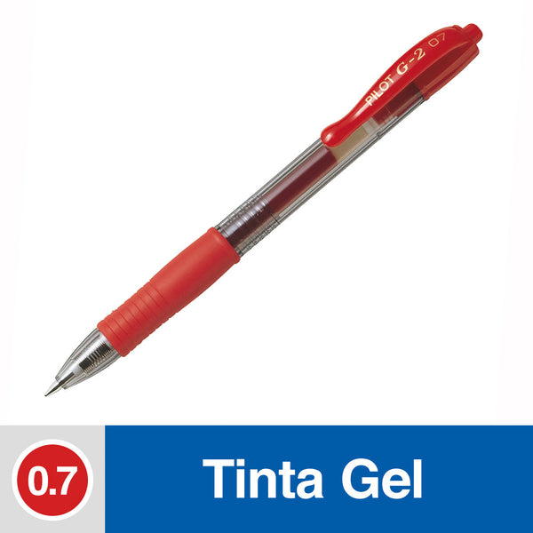 Lápiz Tinta Gel 0.7 mm Punta Media Rojo Retráctil G2 PILOT Rojo 