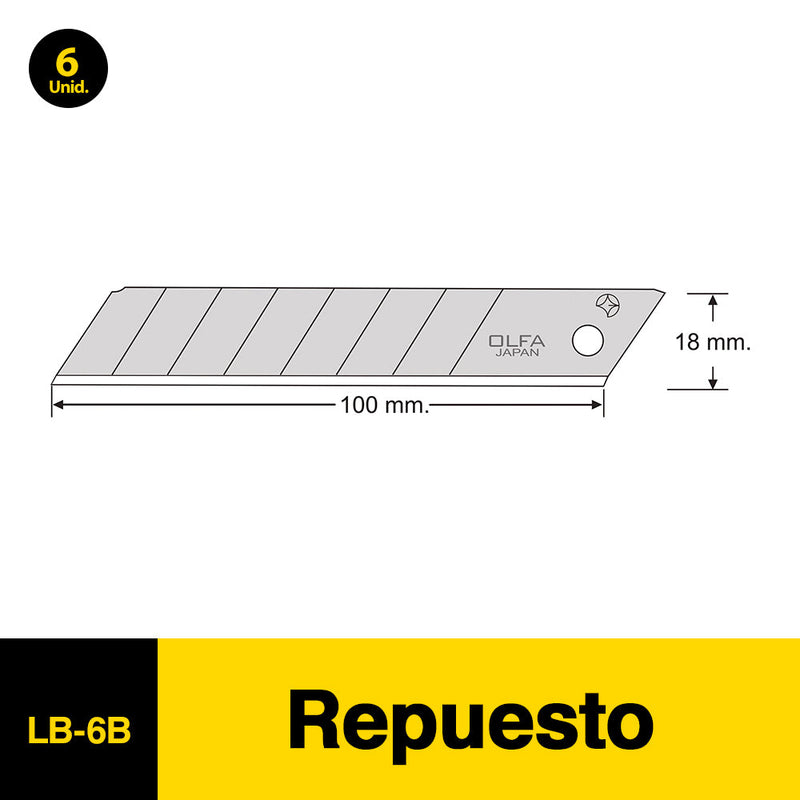 Repuesto Cuchillo Grande Lb6B 6 Un OLFA 