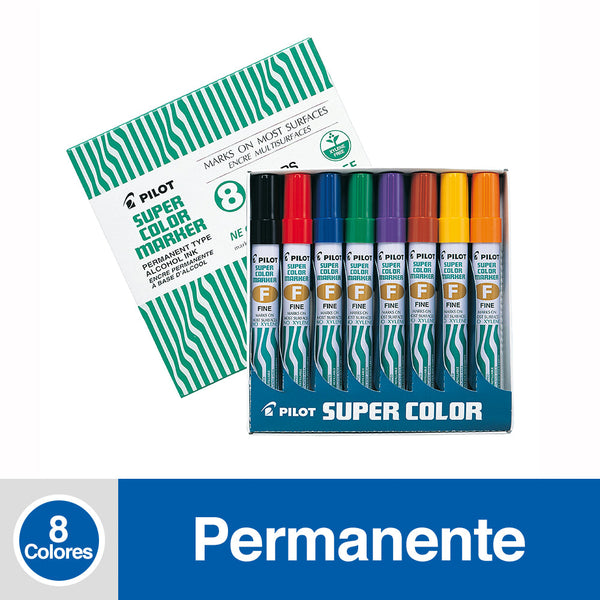 Marcador Permanente Punta Fina Colores Surtidos 8 Un Desechable PILOT Colores Surtidos 