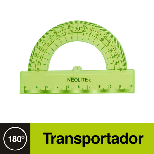 Transportador N 180 10 Cm Biselado Color Verde Transparente NEOLITE 