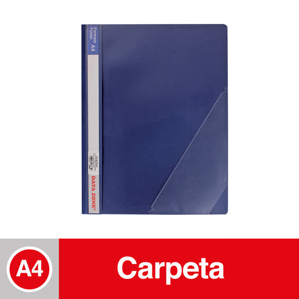 Carpeta Vinil Tapa Transparente Y Bolsillo A4 Azul DATA ZONE 
