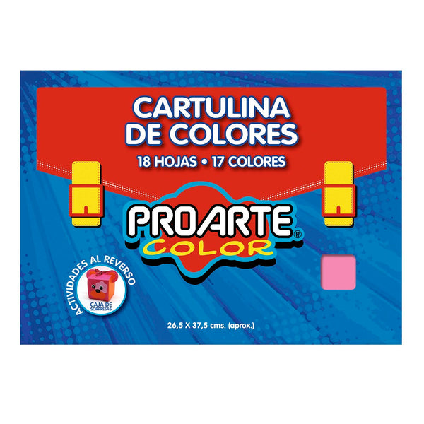 Estuche Cartulina Pintada 26.5 X 37.5 cm 18 Hojas 17 Colores Surtidos PROARTE Colores Surtidos 
