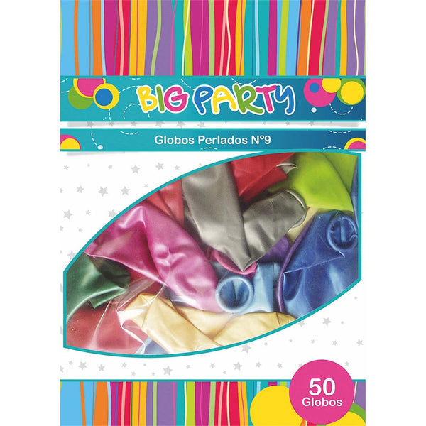 Set Globo 50 Un N° 9 Perlado Colores Surtidos BIG PARTY 