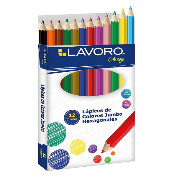 Lápices De Colores Jumbo Hexagonal 12 Colores LAVORO 