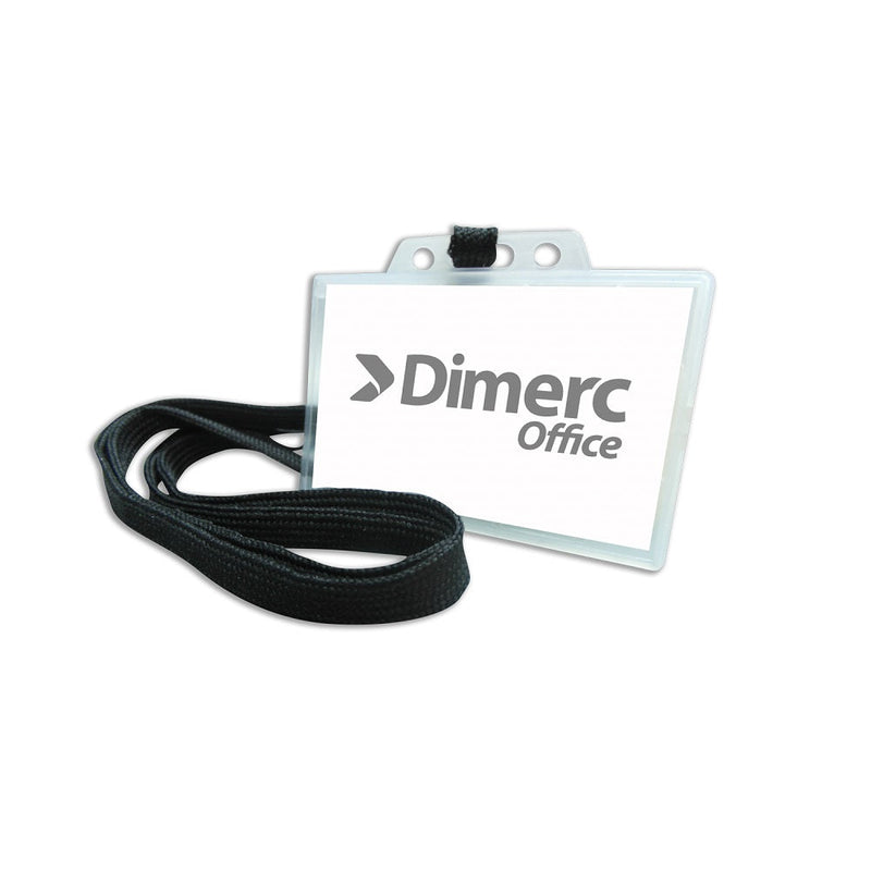 Porta Credencial Con Cordon Negro 9 X 58 Mm 25 Un DIMERC 