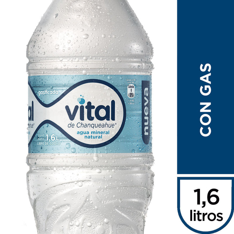 Agua Mineral Con Gas 1.6 Lt VITAL DE CHANQUEAHUE 