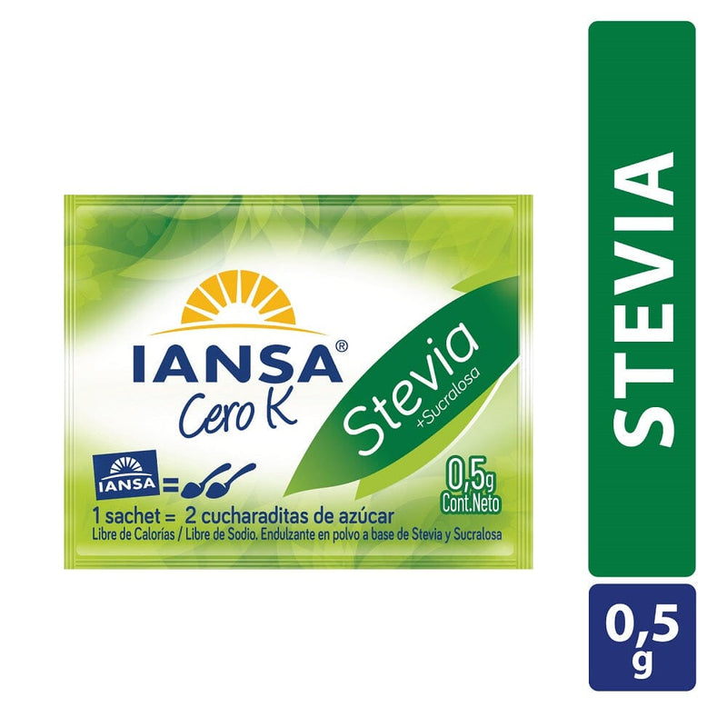 Endulzante En Polvo Stevia 2000 Un X 0.5 Gr Cero K IANSA 