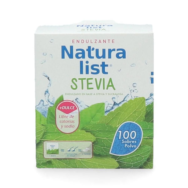 Endulzante En Polvo Stevia 100 Sobres NATURA LIST 