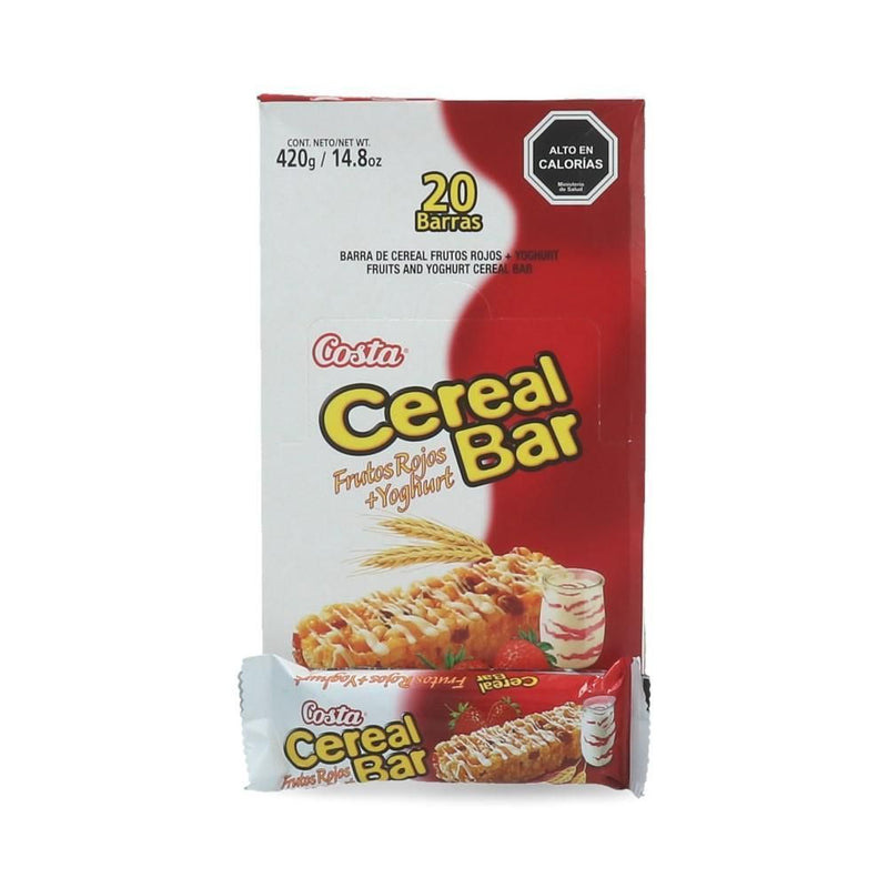 Cereal En Barra Frutos Rojos 18 Gr X 20 Un Cerealbar COSTA 