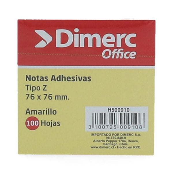 Nota Adhesiva 1 Un X 100 Hojas 7.6 X 7.6 Cm Pop-Up Zr 330 Block DIMERC 