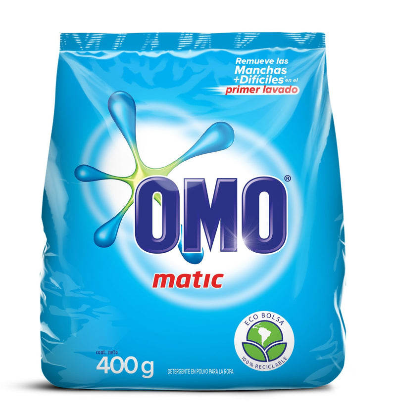 Detergente Polvo Matic Multiaccion 400 Gr Bolsa OMO 